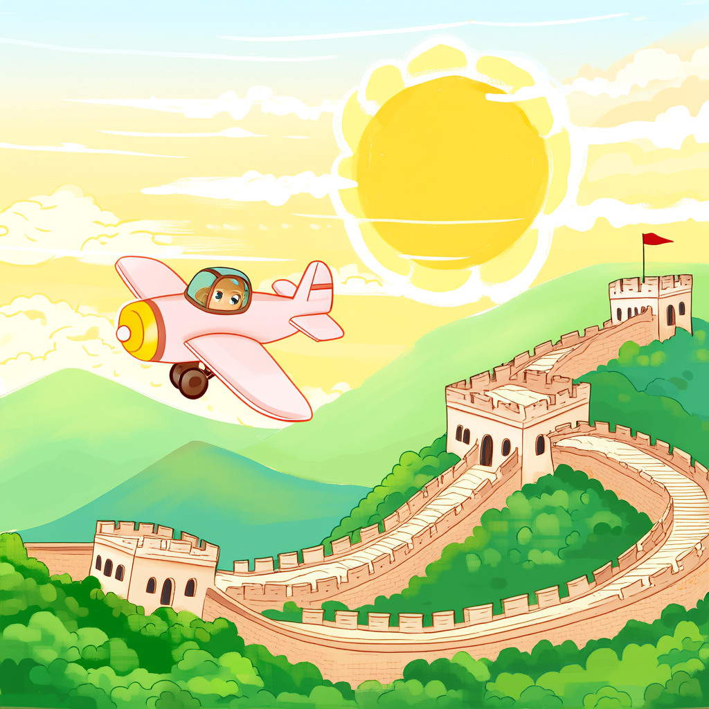 小飞机朵朵在中国长城